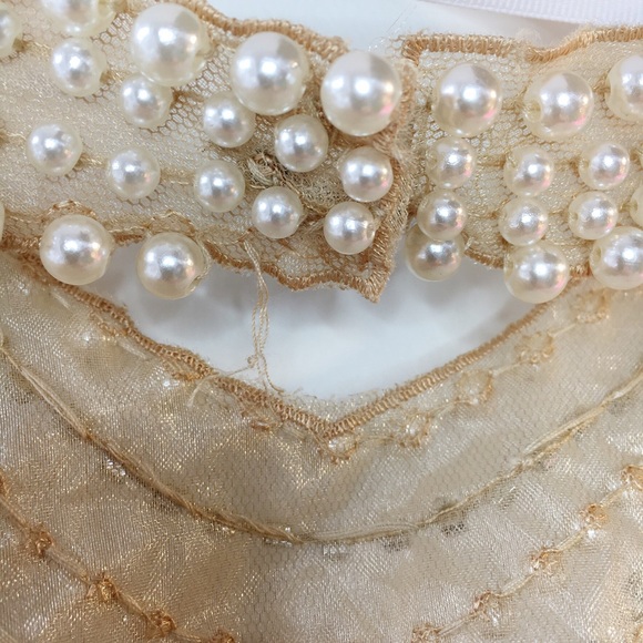 Pearl & Rhinestone Collar Halter Empire Waist Maxi - Picture 4 of 8